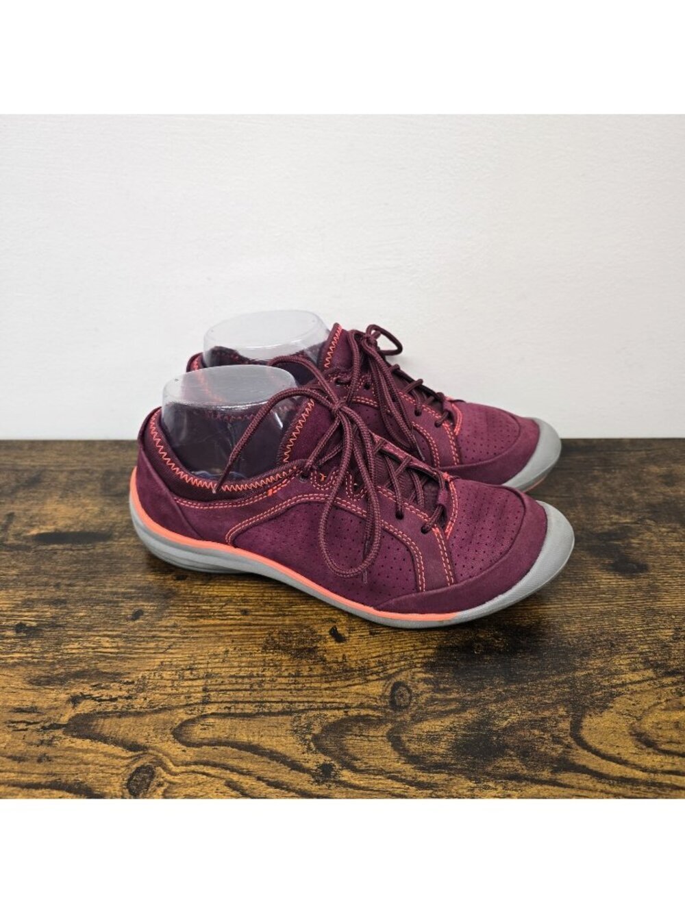 Clarks Privo Asney Lace Up Sneakers Shoes Leather Size 6.5M Burgundy Comfort